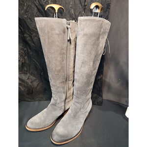 Sofft Leather Boots Grey Zip Up Lace Up Size 7 M Suede, EUC